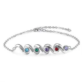 Personalize Bracelet With 5 Inlaid Birthstones For Women