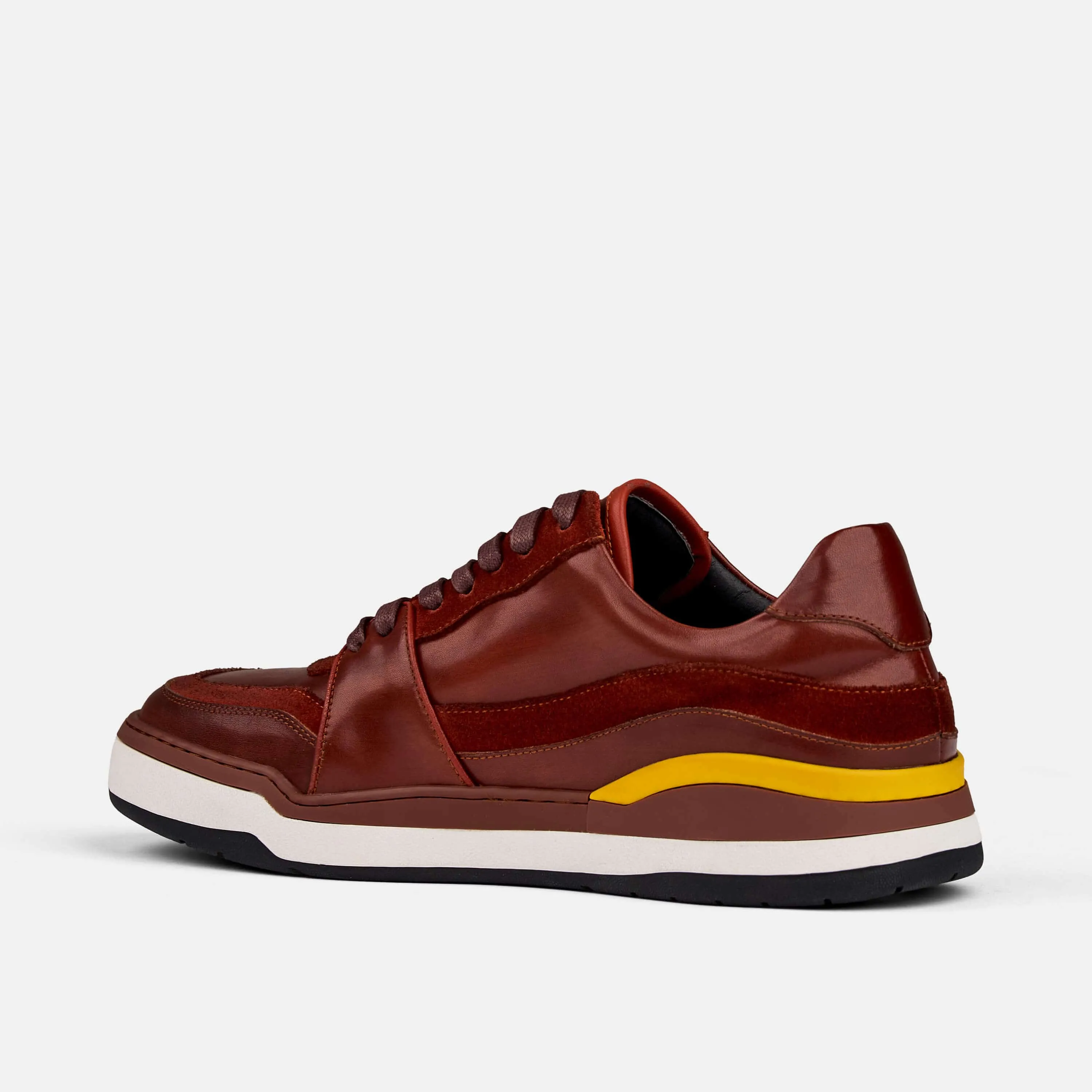 Poseidon Cognac Leather Low Top Sneakers