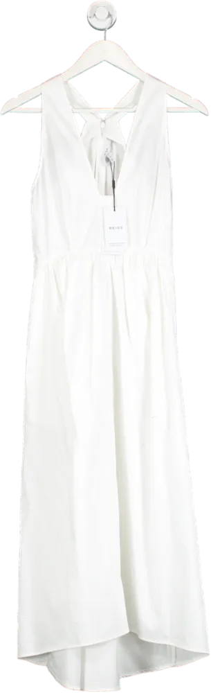 REISS White Yana Cotton Blend High-low Midi Dress BNWT UK 6