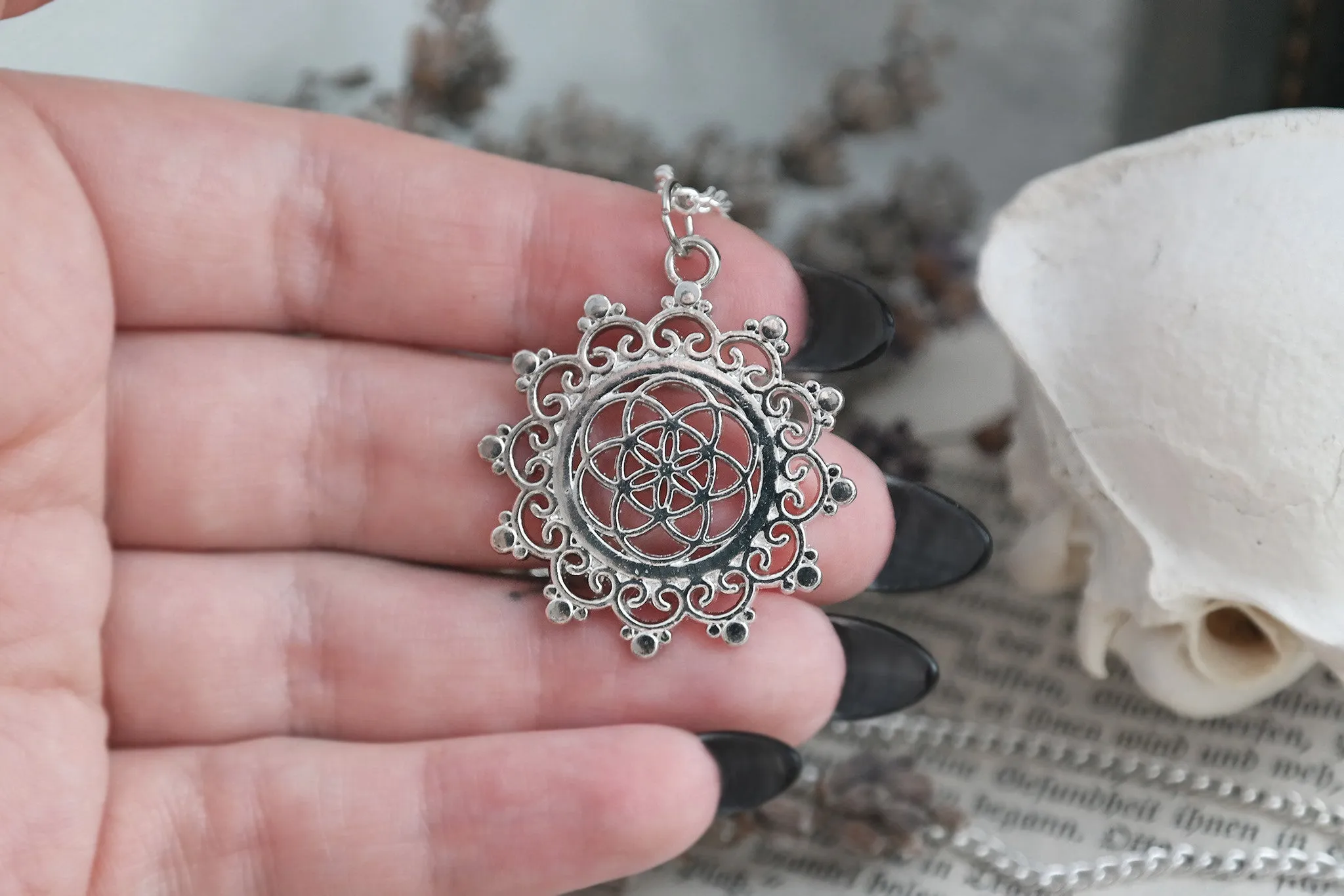 Silver Seed of Life Mandala Necklace #N51