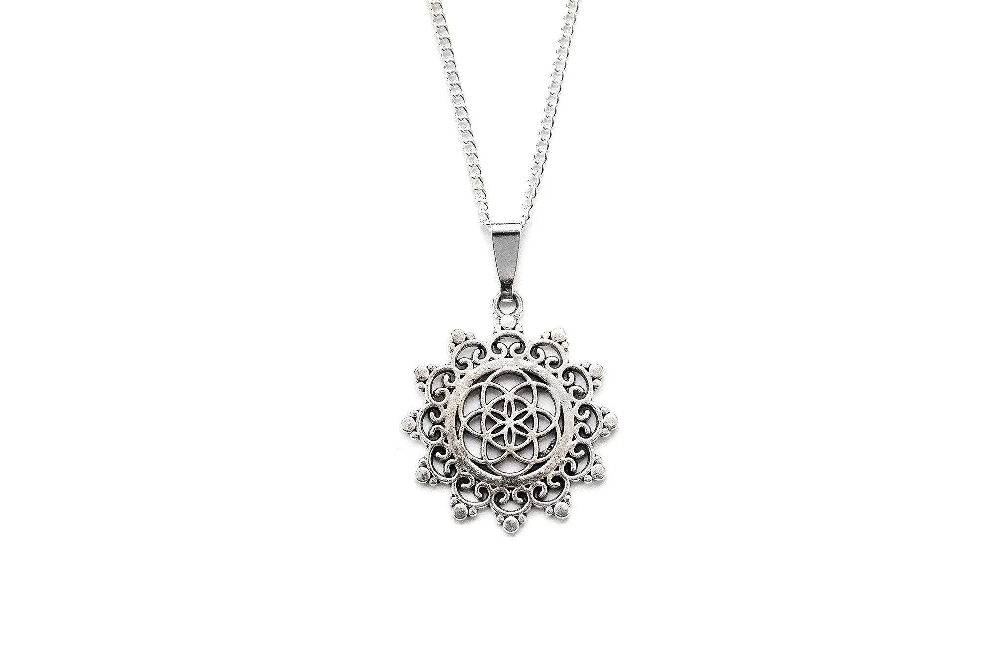 Silver Seed of Life Mandala Necklace #N51