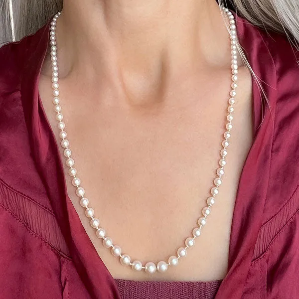 Single Strand Pearl Necklace, Matinee Length