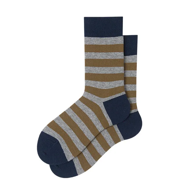 Striped Mid-Calf Length Socks Men's Cotton Socks