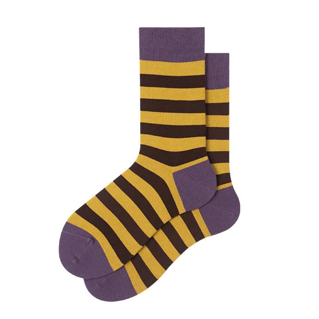 Striped Mid-Calf Length Socks Men's Cotton Socks