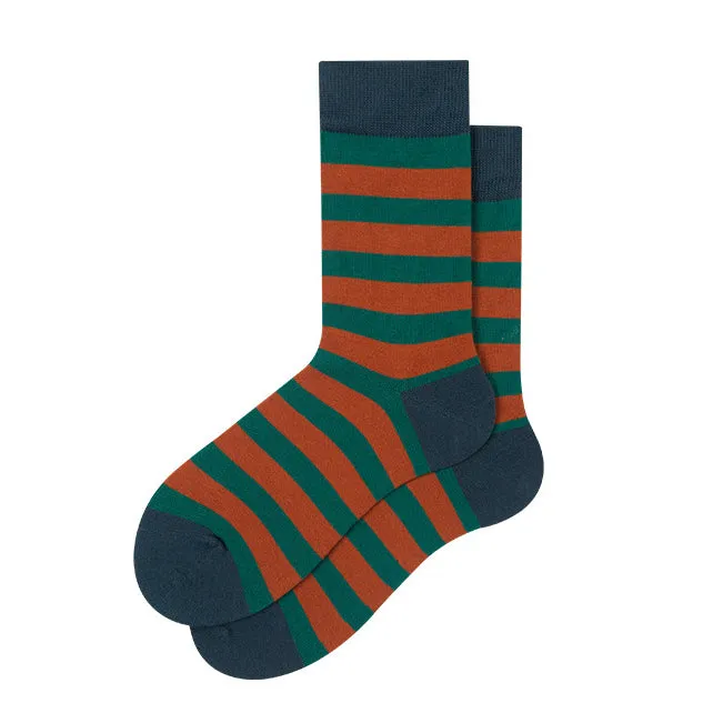 Striped Mid-Calf Length Socks Men's Cotton Socks