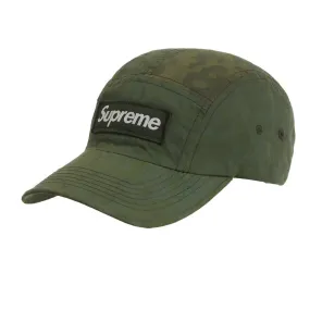 SUPREME OVERDYED CAMO NYLON CAMP CAP GREEN SS23