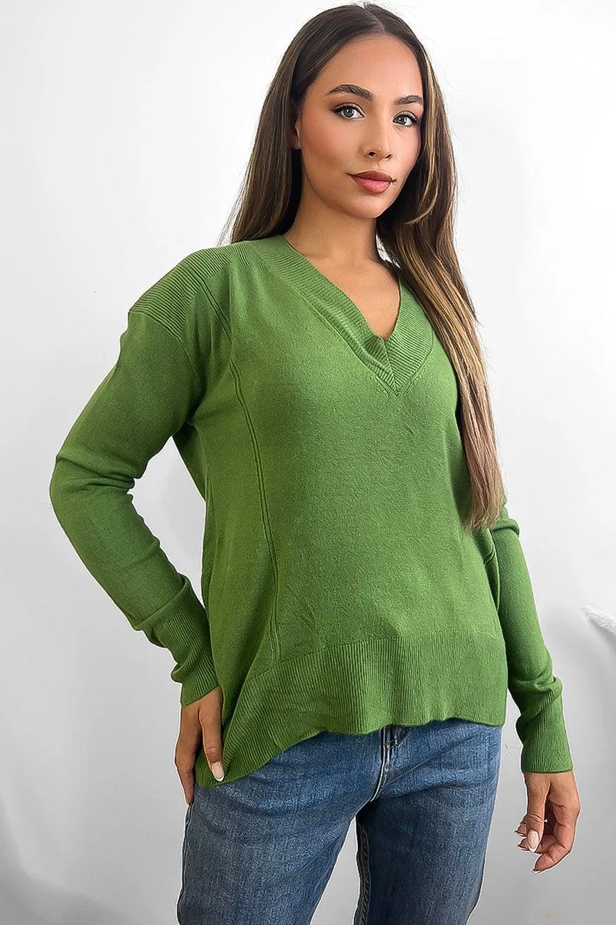 V-Neck V-back Longline Pullover