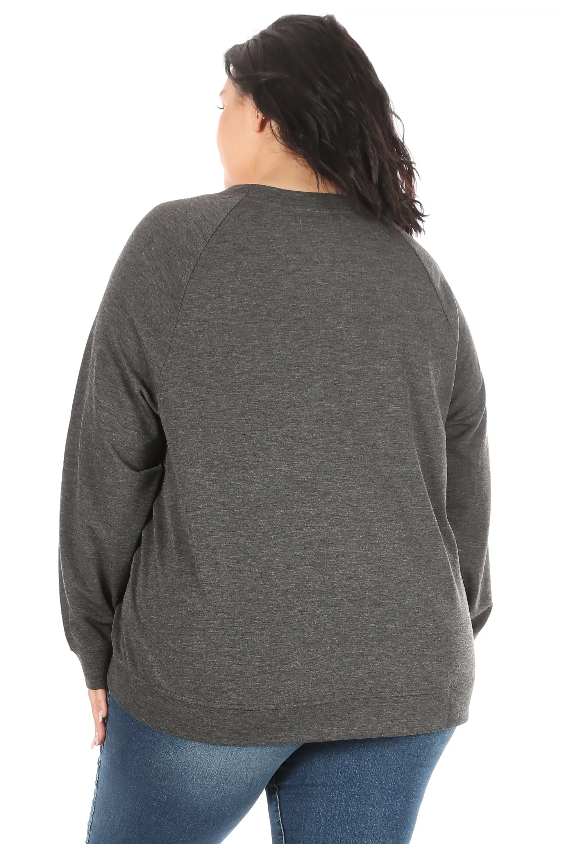 Women's "STAY GRATEFUL" Plus Size Studio Raglan Pullover Sweatshirt