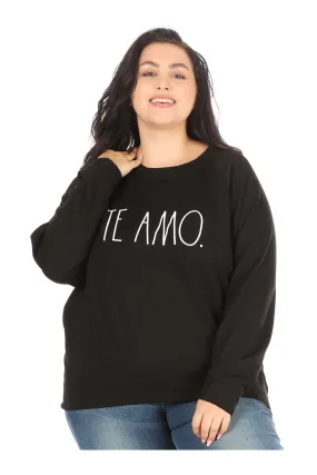 Women's "TE AMO" Plus Size Studio Raglan Pullover Sweatshirt