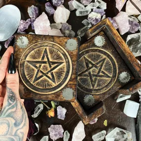 Wood Pentagram Coaster Set