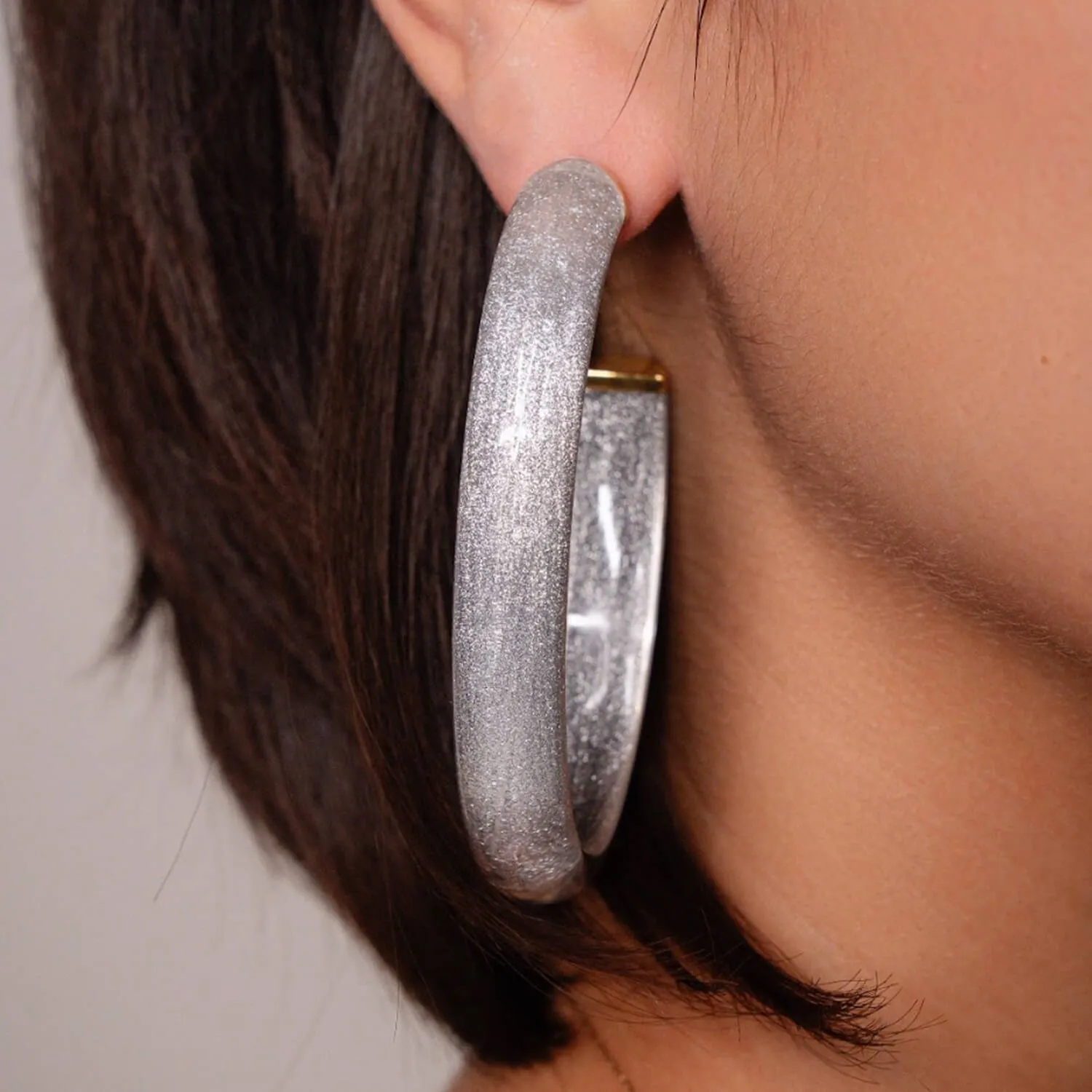 XL Oval Illusion Lucite Hoop Earrings